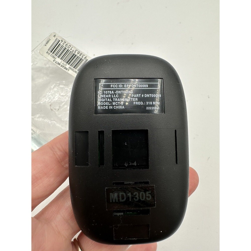 Linear MegaCode 3-Channel Visor Transmitter MCT-3 - Picture 3 of 3